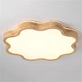 Nordic Cloud Shaped LED Flush Mount Ceiling Light Fixture, Natural Wood Frame with Acrylic Shade, Dimmable Tri Color