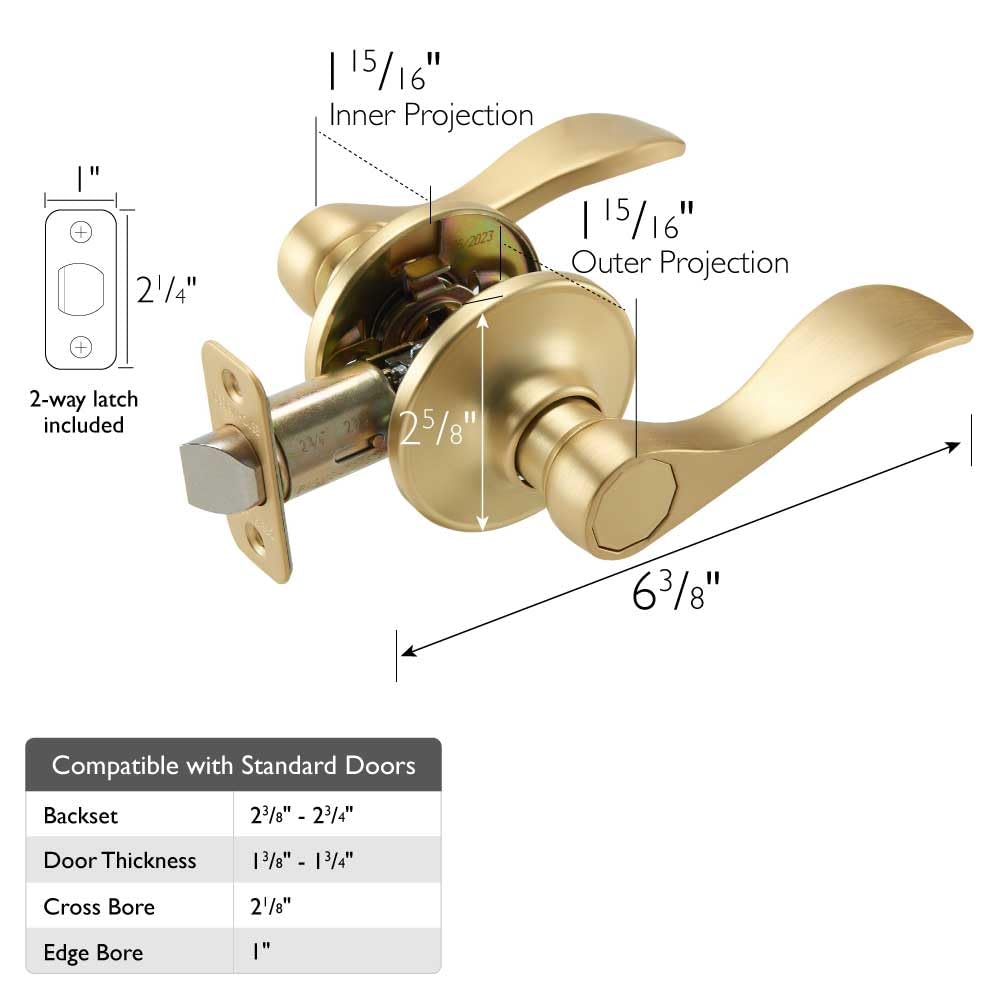 Springdale Passage Door Lever, Satin Brass