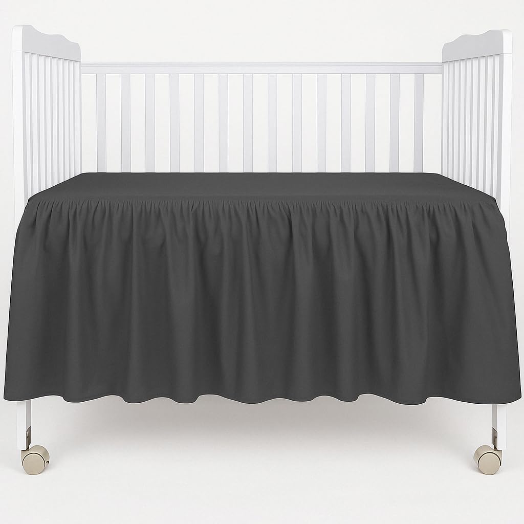Crib Skirt Split Corners Crib Skirt Dust Ruffle 4 Sides Perfect Nursery Bedding for Baby Boy or Baby Girl, Fit All