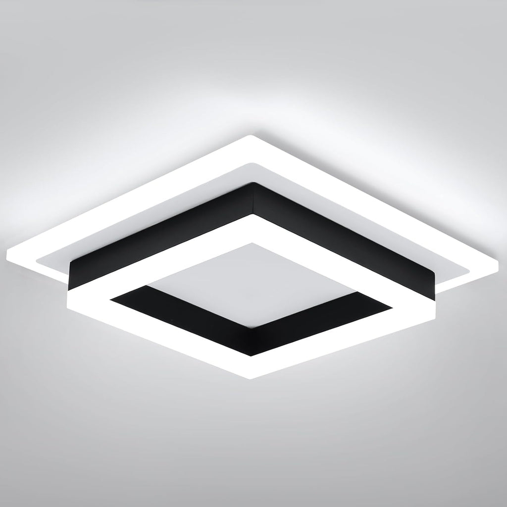 32W Modern LED Ceiling Light, Small Flush Mount Light Fixture, 6500K Cold White Ceiling Lamp, Square Hallway Lighting