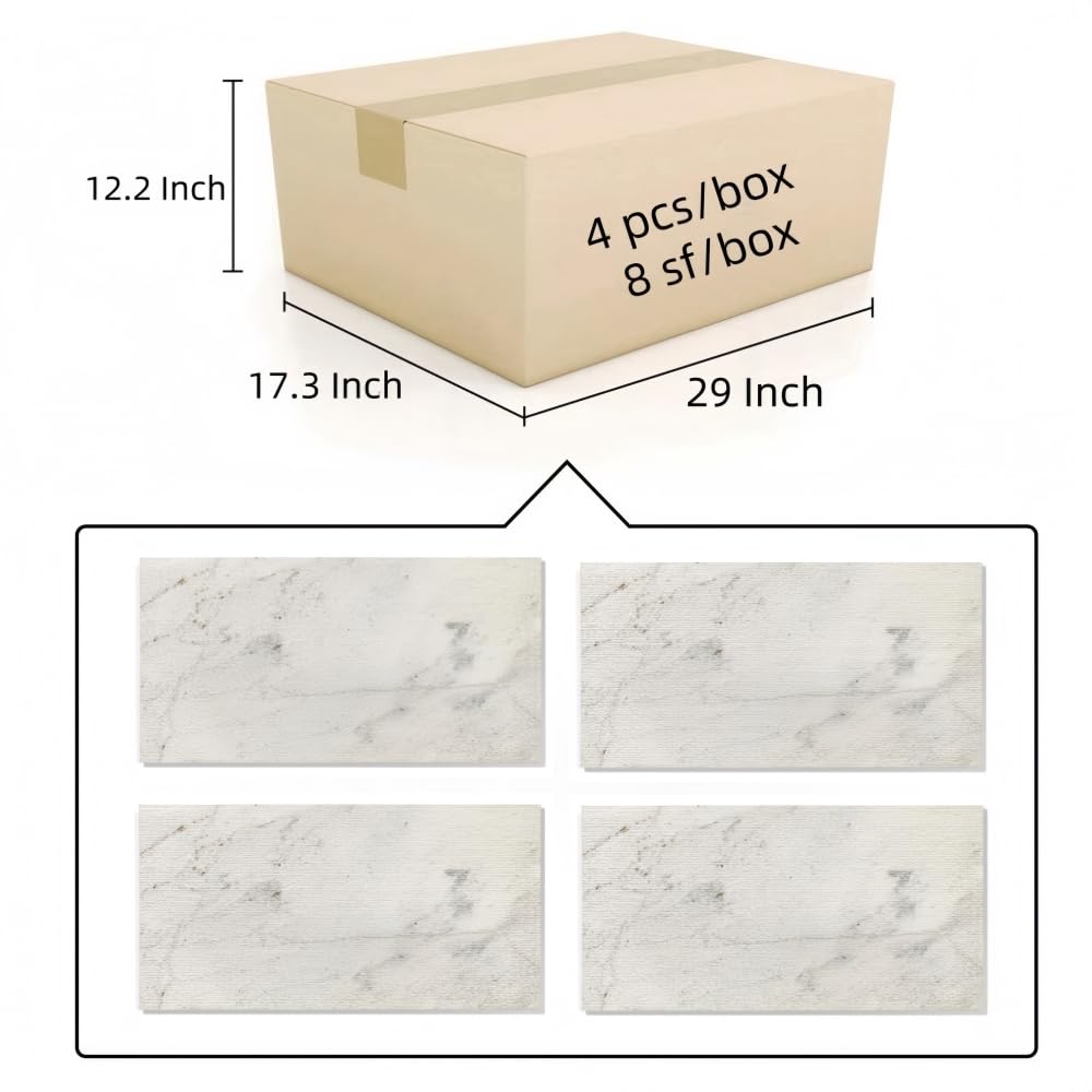 3D Fluted White Marble Wall Tiles, 12 x 24 Inch, 4 Pieces, FS Finish