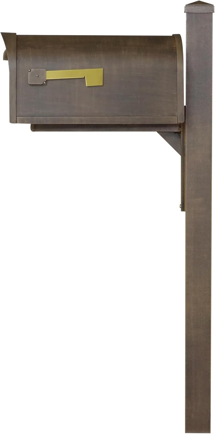 Classic Curbside Mailbox with Wellington Post - Copper Aluminum Mailbox with Post