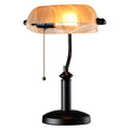 Pale Yellow Glass Bankers Desk Lamp with Pull Chain, E26 Base
