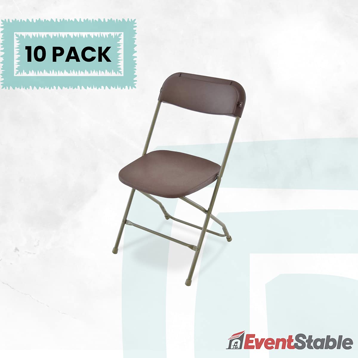 TitanPRO Stackable Plastic Folding Chair, Brown, 10-Pack