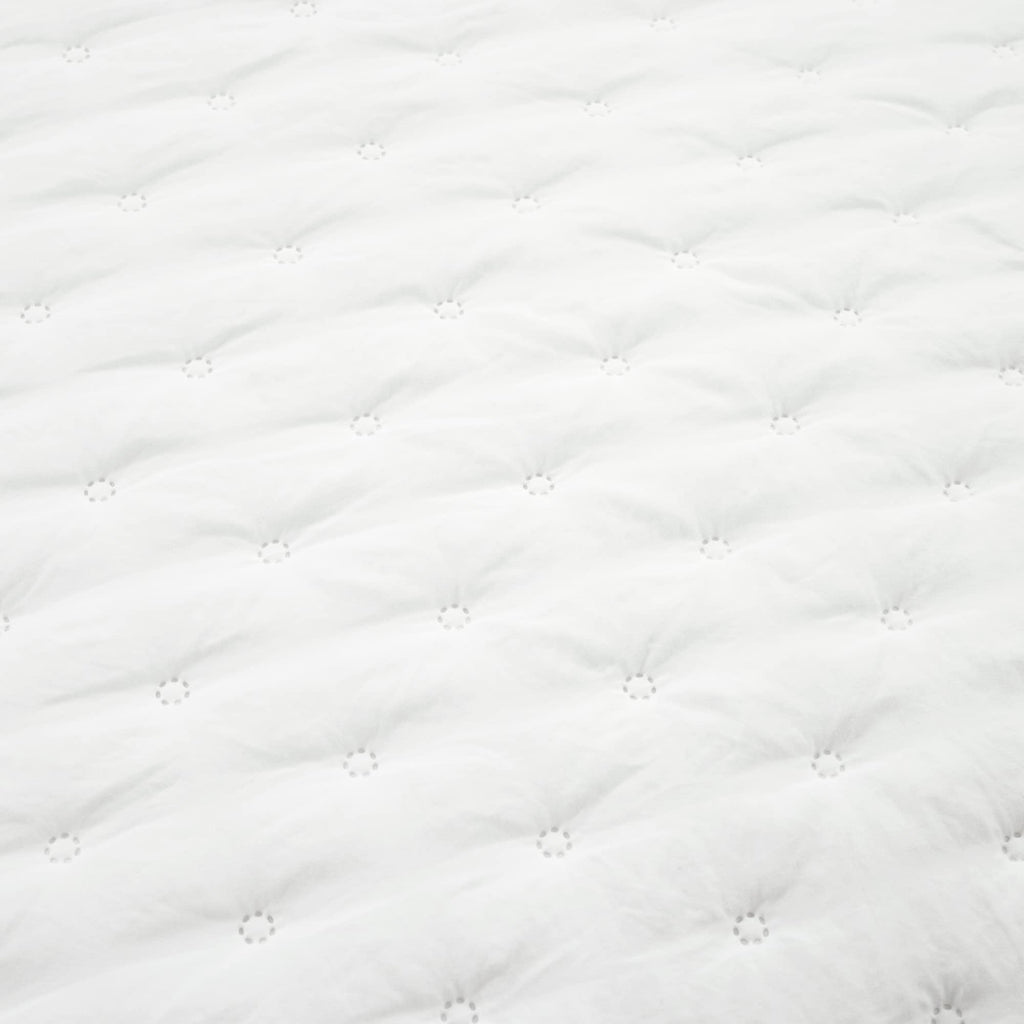 Reyna Ruffle Reversible Oversized 3 Piece Quilt Set, White