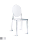 Clear Ghost Dining Chair with Oval Back | Transparent Acrylic Accent Side Chair, Vanity, or Event Seating | Non