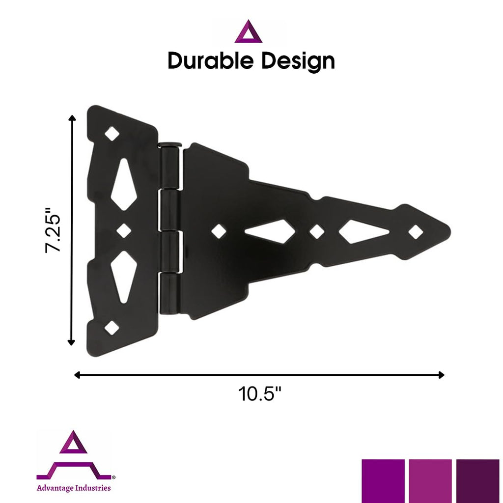 8" Decorative "T" Hinge | Heavy Duty Zinc Plated Gate Hinge | Removable Hinge Pin | Tight Hinge Tolerance