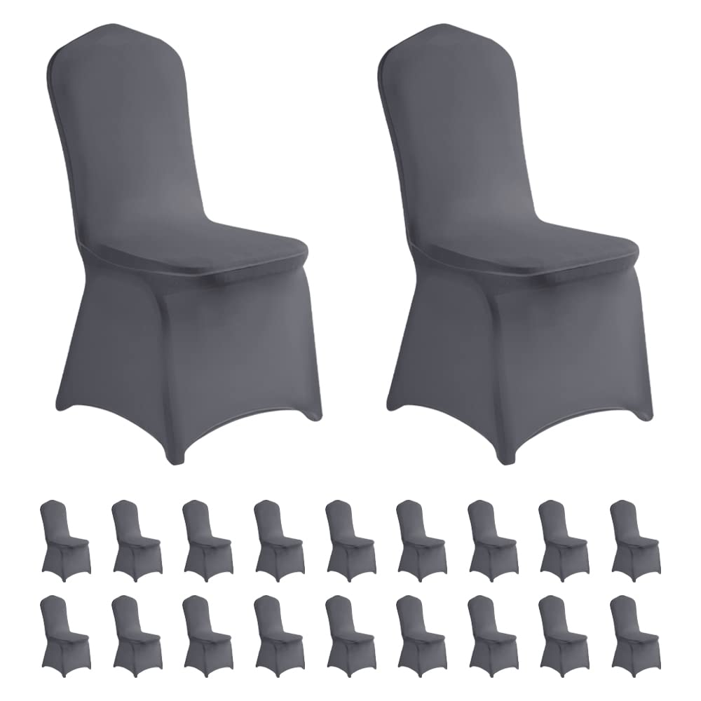 20pcs Spandex Chair Cover Stretch Slipcovers for Wedding Party, Dining Banquet Chair Decoration Covers (Gray, 20)