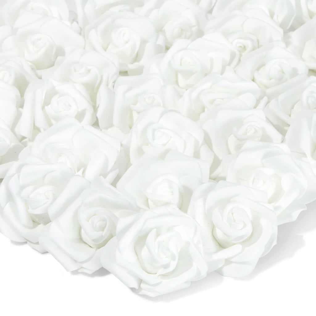 White Flowers Artificial Roses - Artificial Flowers for Wedding Decor & Centerpiece Table Decorations - 100-Pack, 3