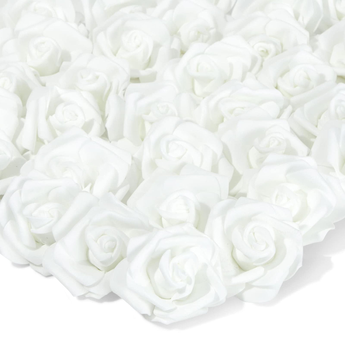White Flowers Artificial Roses - Artificial Flowers for Wedding Decor & Centerpiece Table Decorations - 100-Pack, 3
