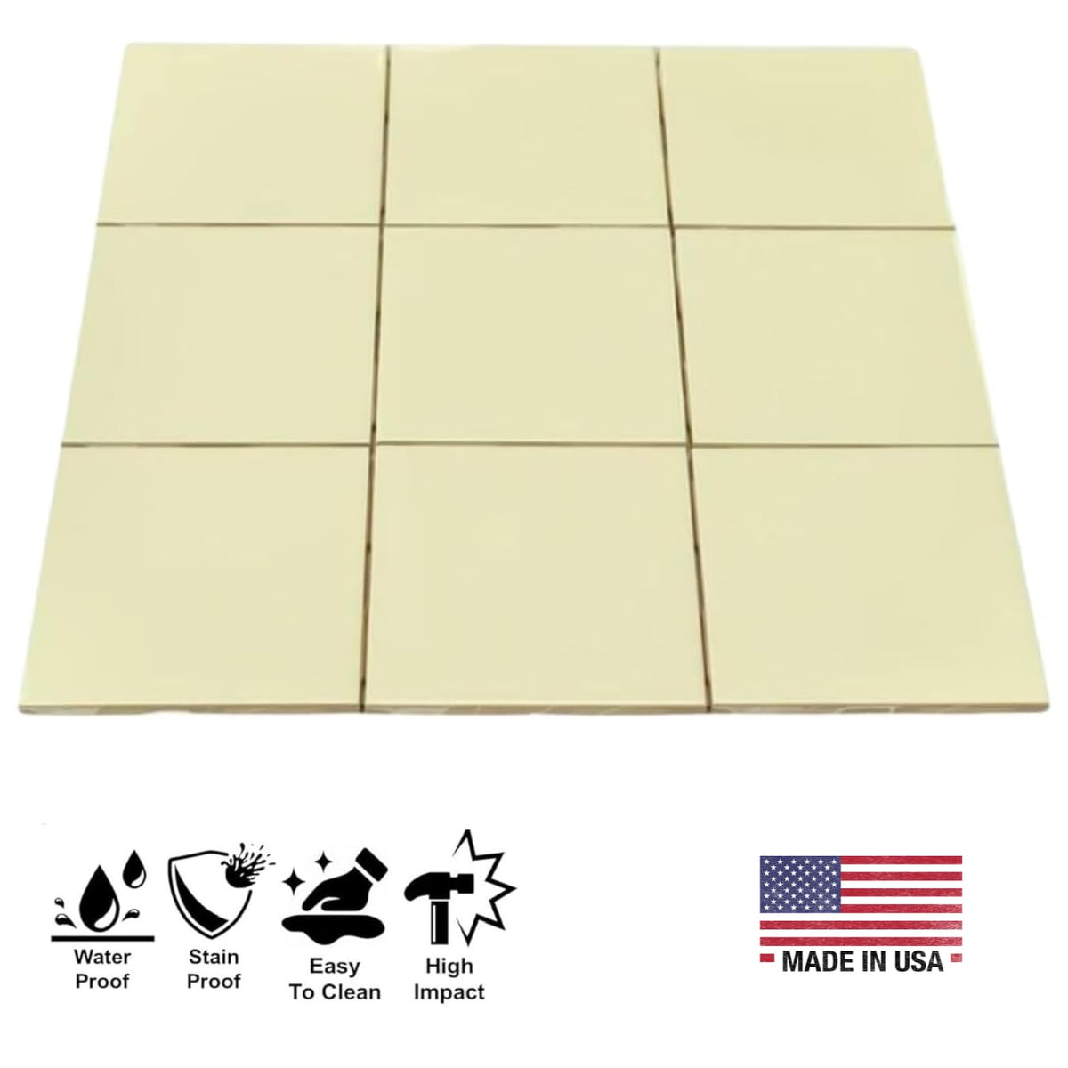 4.25x4.25 Inch Glossy Buttermilk Ceramic Wall Tile by - Box of 10 Pieces (1 Sq Ft) Backsplash, Bathroom, Shower &