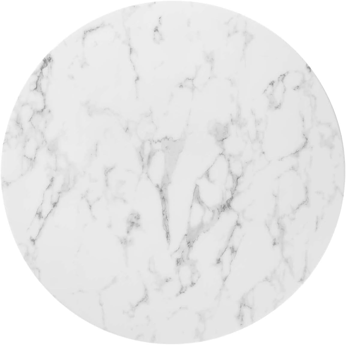 Inspired Saarinen Style Tulip Round Pedestal Dining Table — Gold Base / White Marble Top, 36″ Round