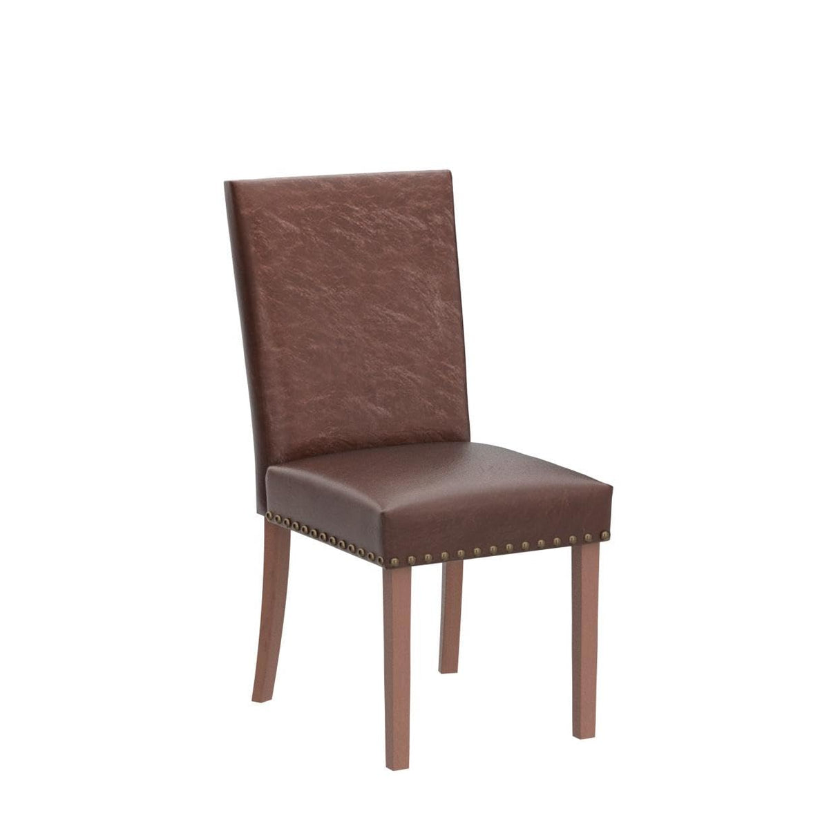 Upholstered Parsons Dining Chairs Set of 2, PU Leather Dining Room Kitchen Side Chair with Nailhead Trim and Wood