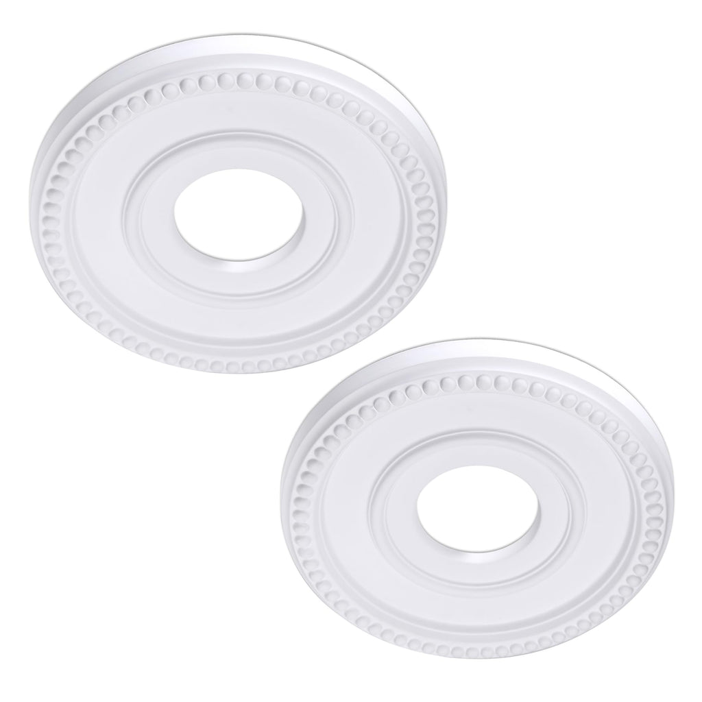 2-Pack Ceiling Medallion - 12-1/2" OD x 3-15/16" ID x 1-3/8" P - Primed Light Fixture Cover Plate for Chandeliers