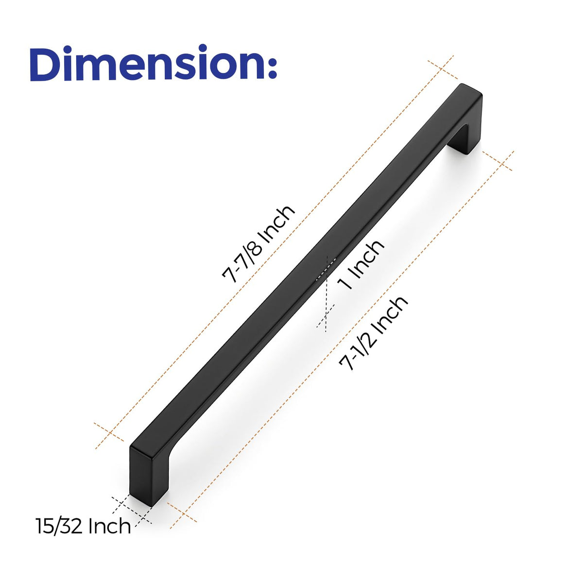 Matte Black Square & Solid Cabinet Handles,7-1/2 Inch,3 Pack