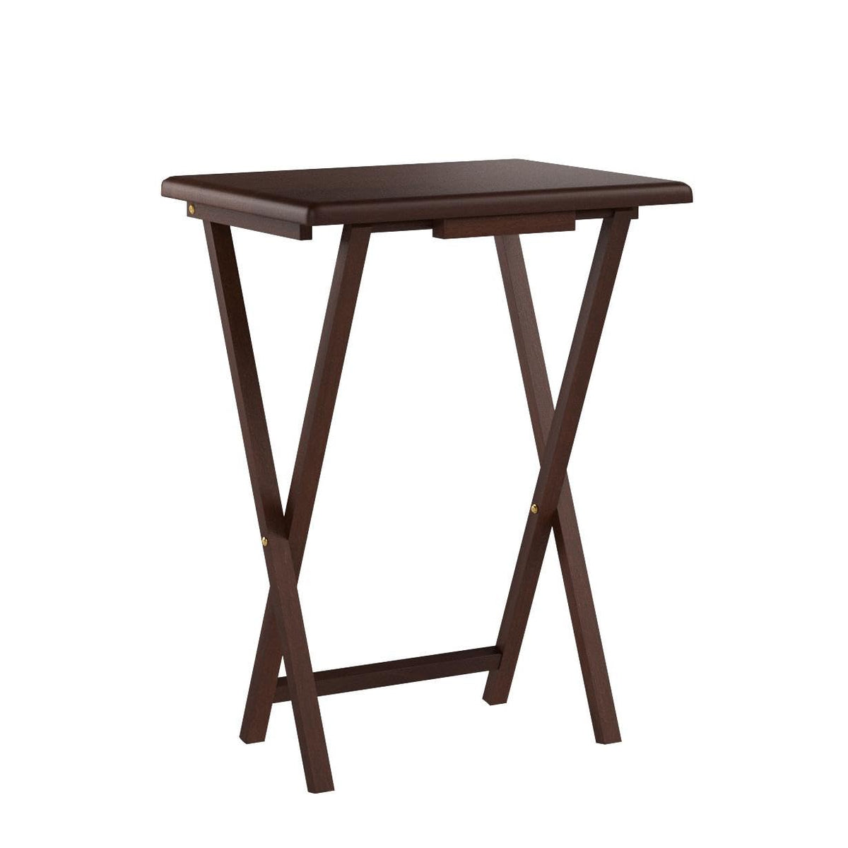 5-Piece Folding Tray Table Set - Walnut with Rack