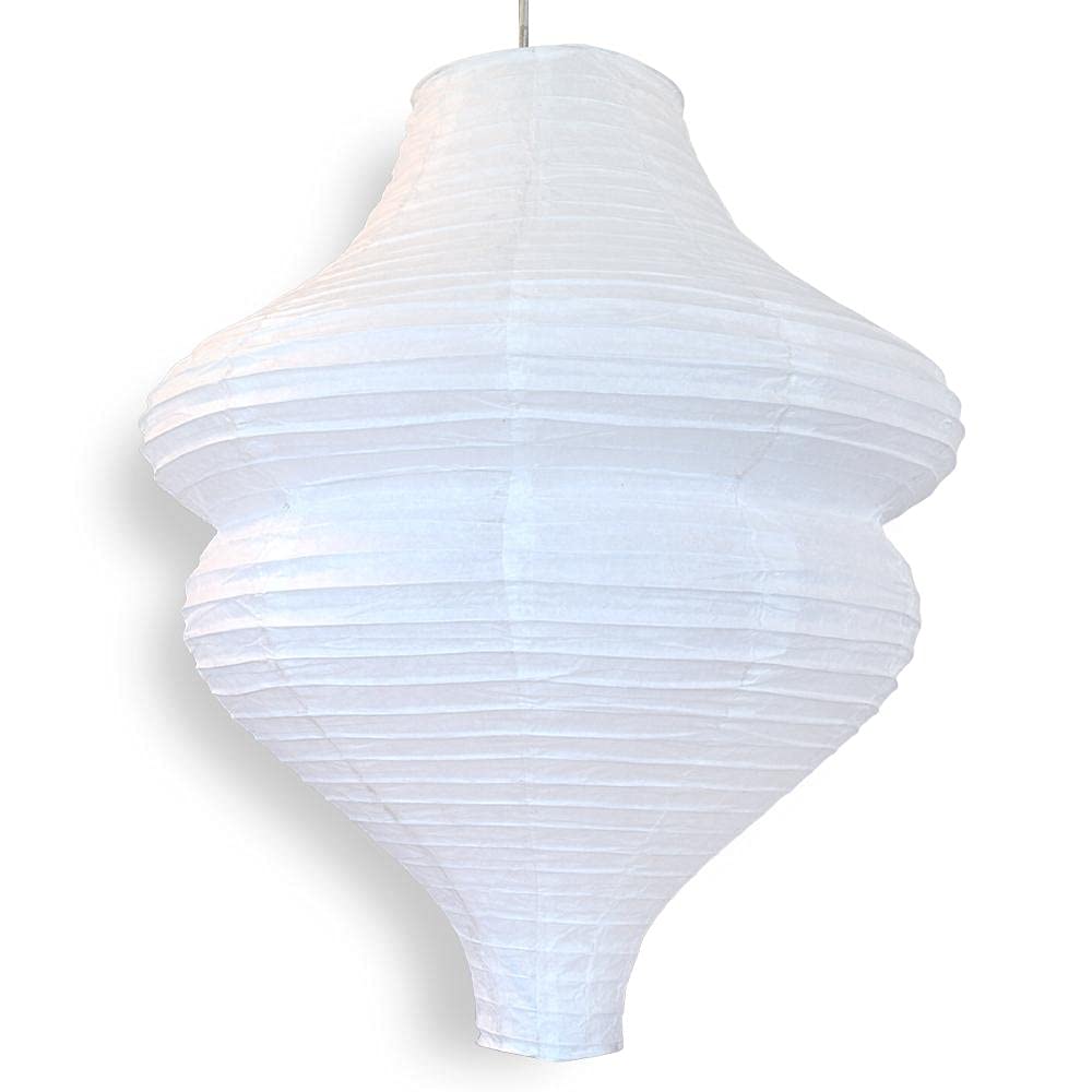 Inspired Noguchi Style PaperLanternStore.com Jumbo White Beehive Unique Shaped Paper Lantern, 24-inch x 30-inch