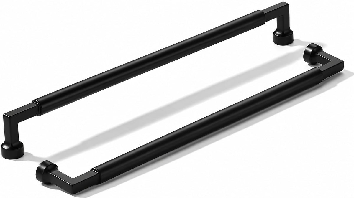 2-Pack 12-Inch(305mm) Black Cabinet Pulls,Heavy-Duty Solid Matte Black Handles Cabinets, Cupboards, Drawers and