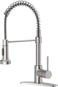 Kitchen Faucet with Pull Down Sprayer Brushed Nickel Stainless Steel 1 Handle Pull Out Spring Sink Faucets 1 Hole Or 3