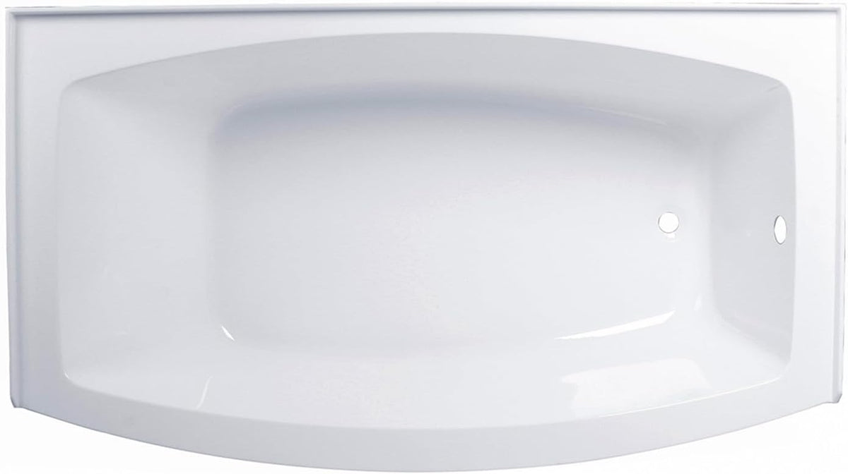 VTDR663222R 66-Inch Acrylic Curved Apron 3-Wall Alcove Tub with Right Hand Drain, Glossy White