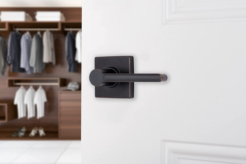6-Pack Tuscan Bronze Contemporary Interior Passage Straight Door Lever - Keyless Oil Rubbed Bronze Finish Non-Locking