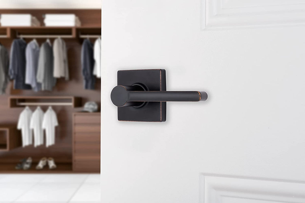 6-Pack Tuscan Bronze Contemporary Interior Passage Straight Door Lever - Keyless Oil Rubbed Bronze Finish Non-Locking