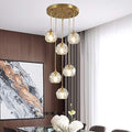 Chandelier,Modern Restaurant Pendant Light Chrome Color Villa Dislocation Stair Long Chandelier Suitable for Hotels, Living Rooms, Stairwells for Dining Room Bathroom Bedroom,6 Balls