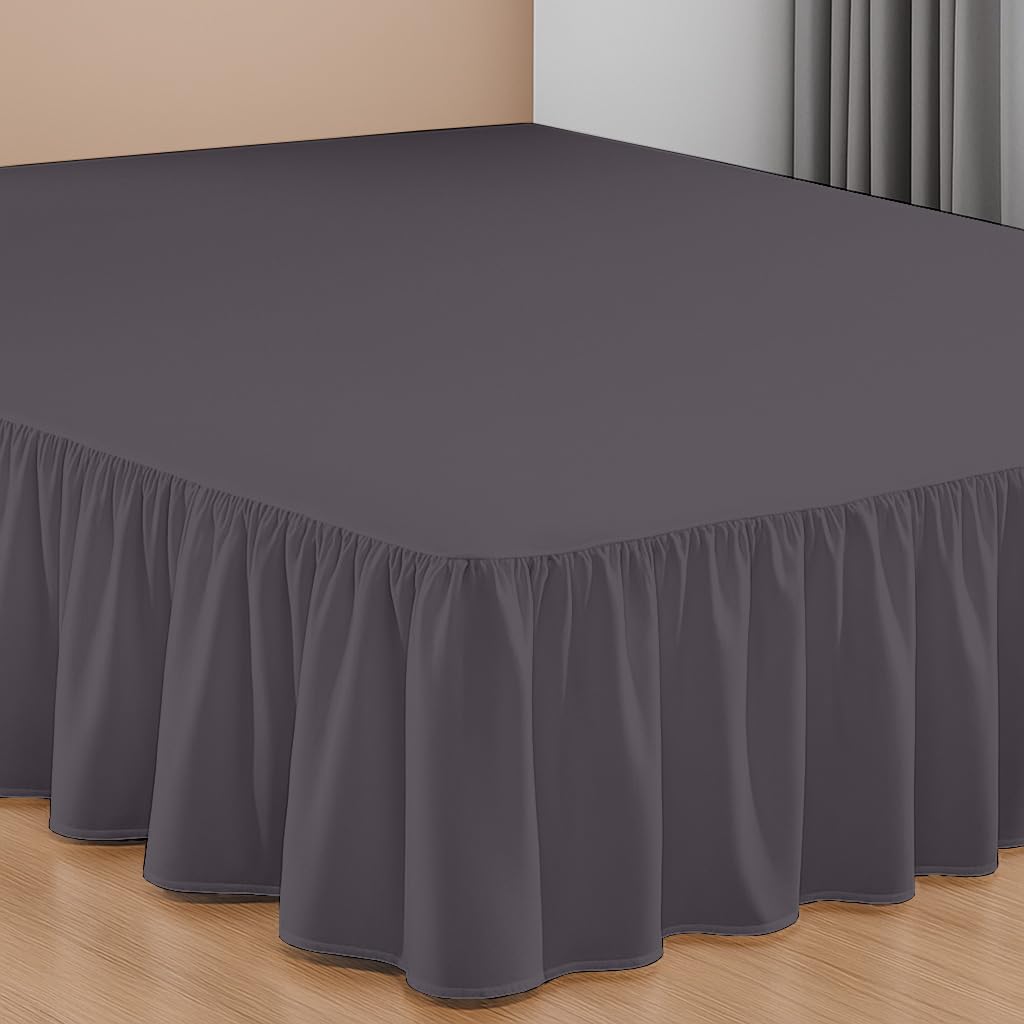 13 Inch Drop Ruffled Bed Skirt - Classic Gathered Styling, Platform Style Dust Ruffle with Secure Fit