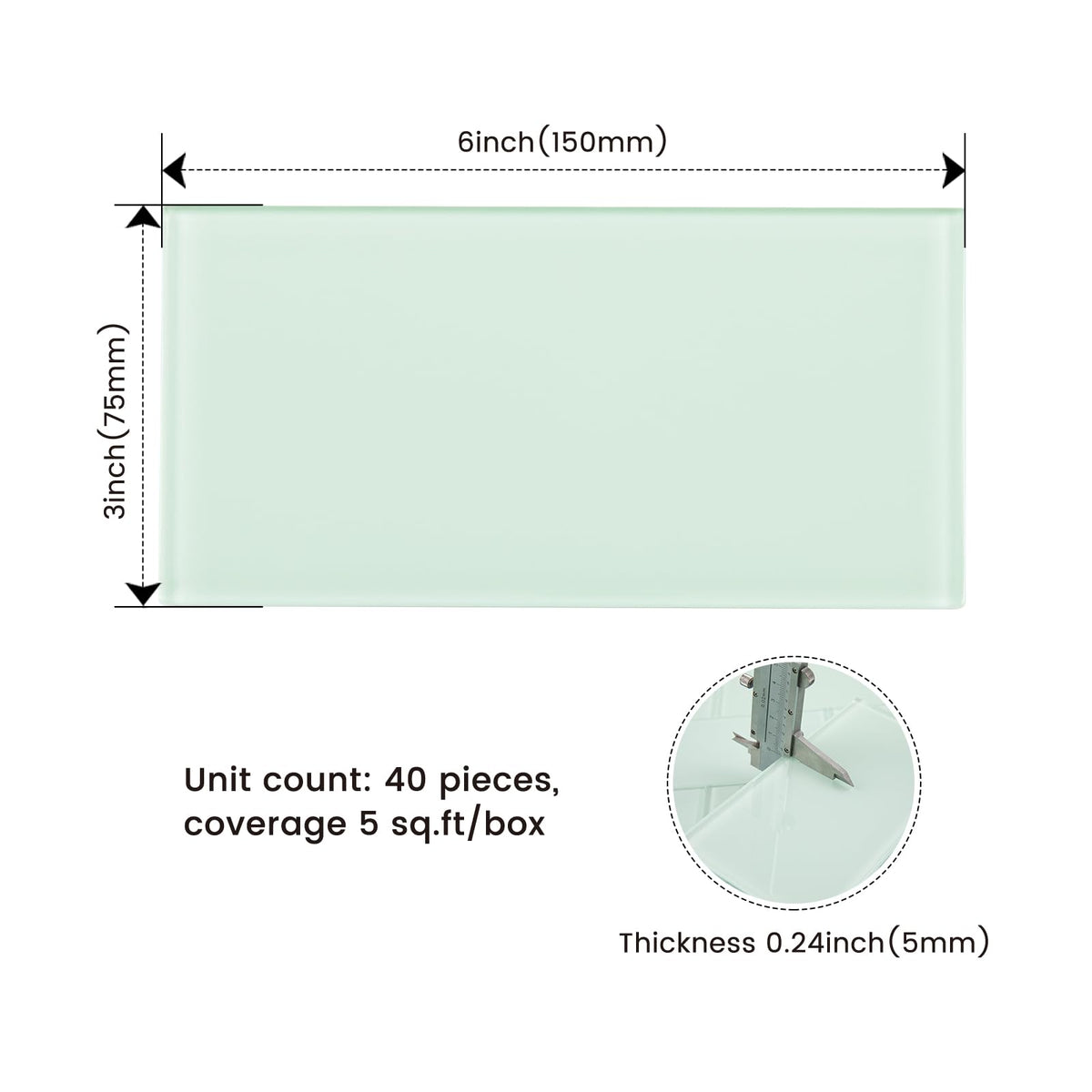 Peel and Stick Glass Subway Tiles 3 x 6 Inch Glass Tiles for Backsplash, Kitchen Bathroom Backsplash Wall, Light