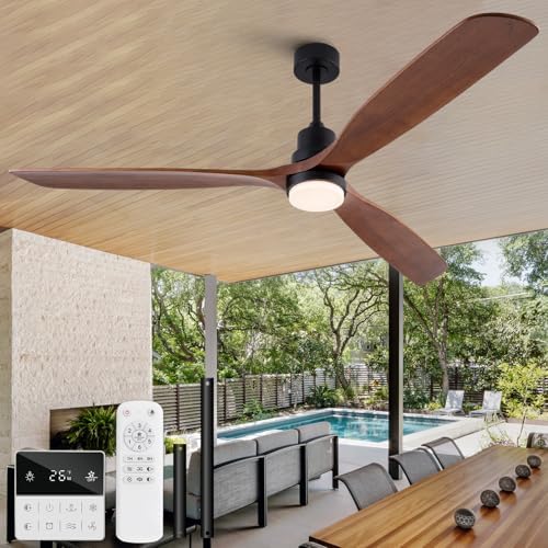 72" Ceiling Fan with LED Light and Remote - Black + Walnut