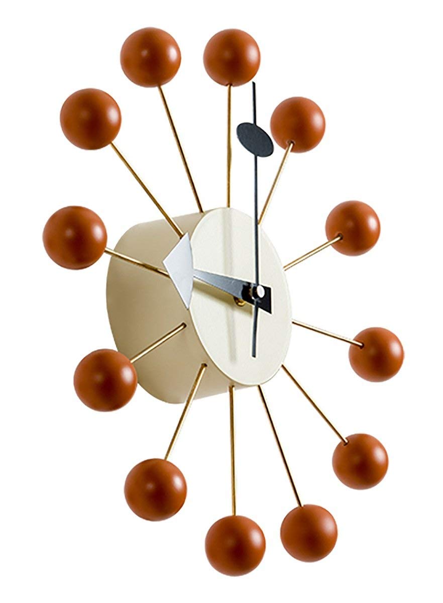 Inspired Nelson Style Modern Mid Century Retro Design Wood Wall Ball Clock Orange