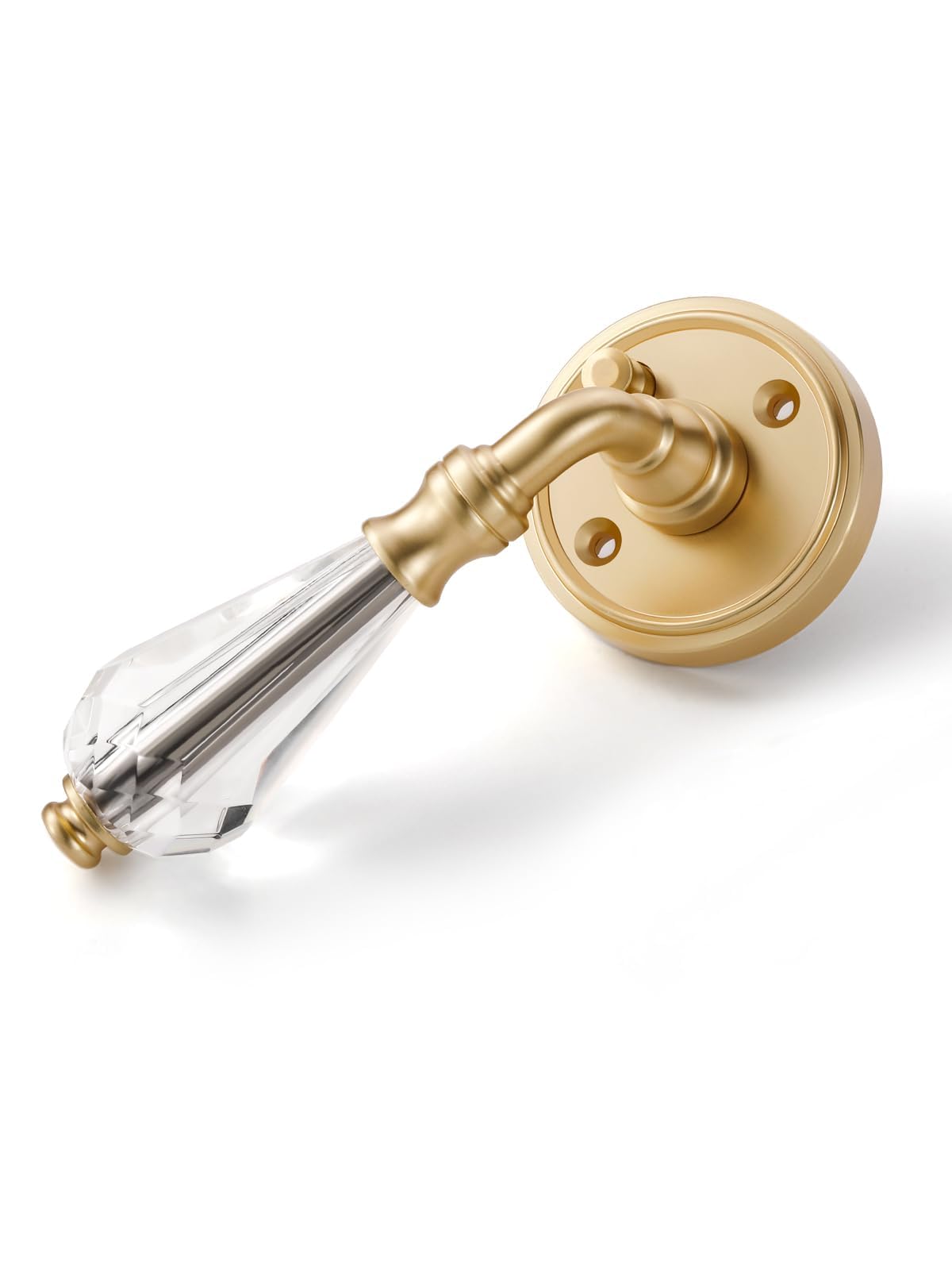 1 Pack Gold Glass Door Lever Privacy Crystal Door Levers Satin Brass Door Lever Interior Brushed Gold Door Handle