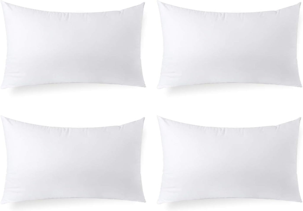 Hypoallergenic Lumbar Pillow Inserts 4 Pack, 12 × 20 Inches - Plush Polyester Throw Pillow Fillers for Sofas, Beds - Set of 4