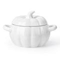 Pumpkin Soup Bowl, 64oz Ceramic Pumpkin Pot with Lid (White)