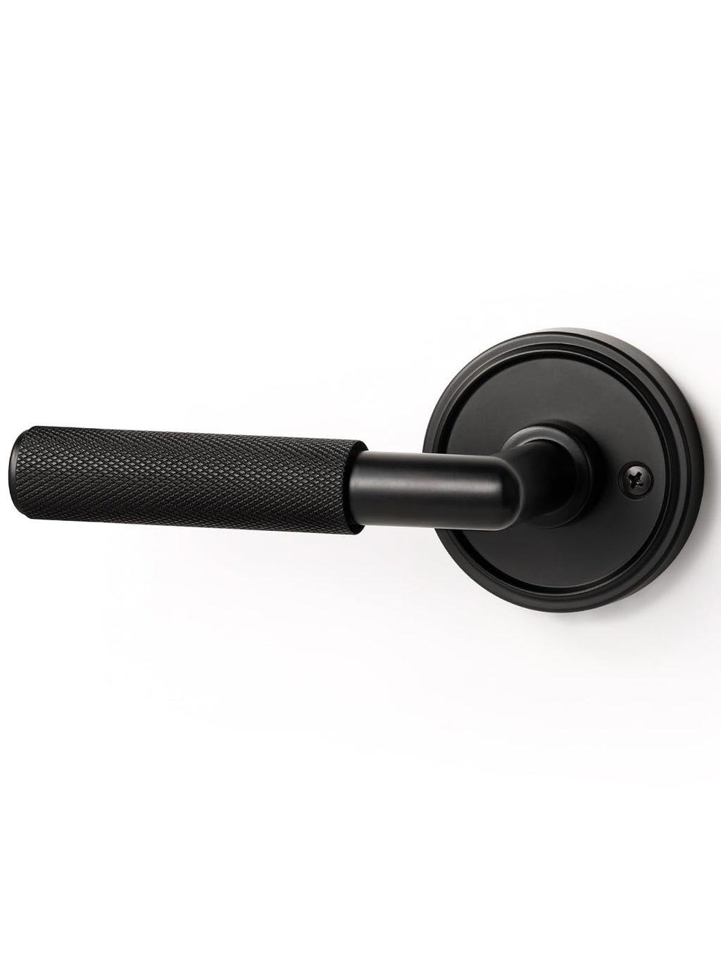 Knurled Door Lever Black Passage Door Handle, 1 Pack
