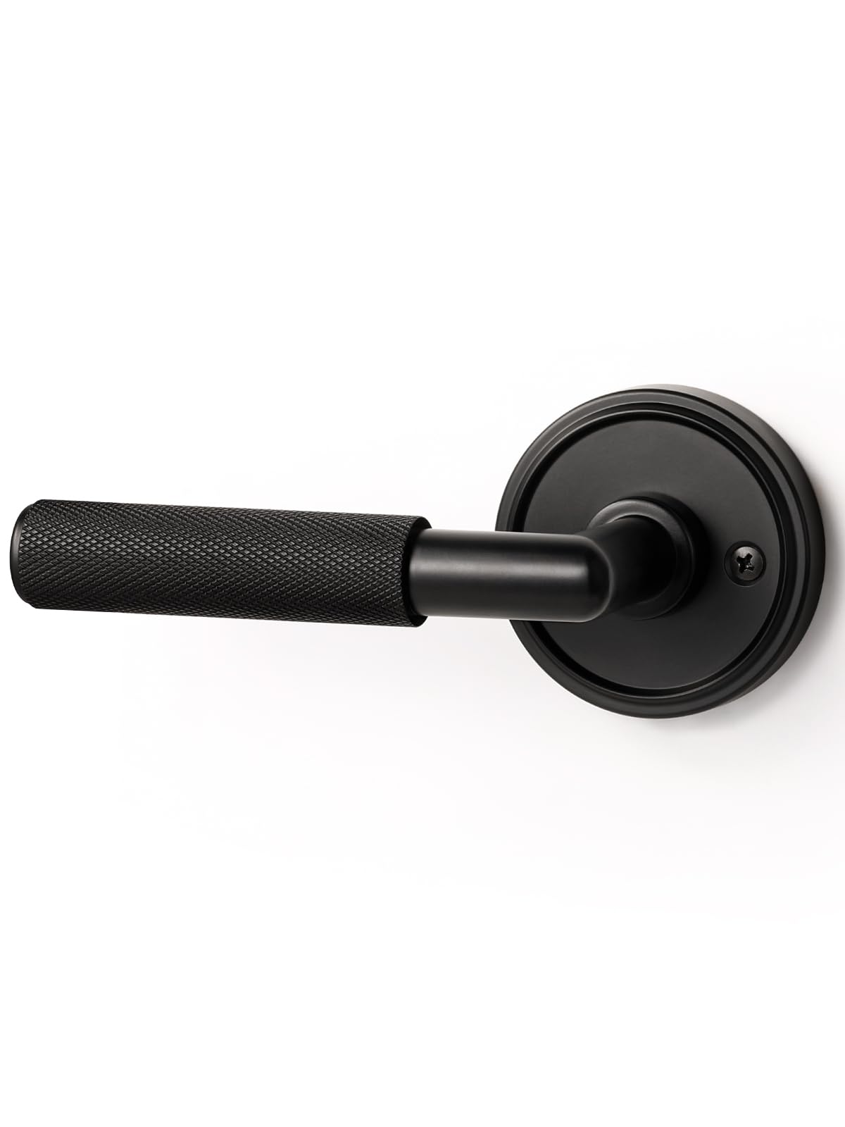 Knurled Door Lever Black Passage Door Handle, 1 Pack