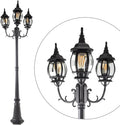 LED Outdoor Post Light with Triple-Head, Hardwired Vintage Street Lights for Lawn Patio Yard Pathway Garden Black