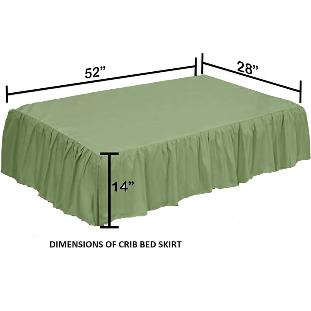 Crib Bed Skirt 28" x 52" with 14" Drop - Split Corners Dust Ruffle, Microfiber - Breathable, Durable, Elastic