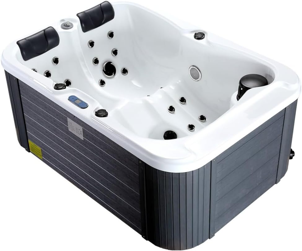 Hydrotherapy Double Recliner Hot Tub Spa with Insulated Hard Top Cover - 2 Person