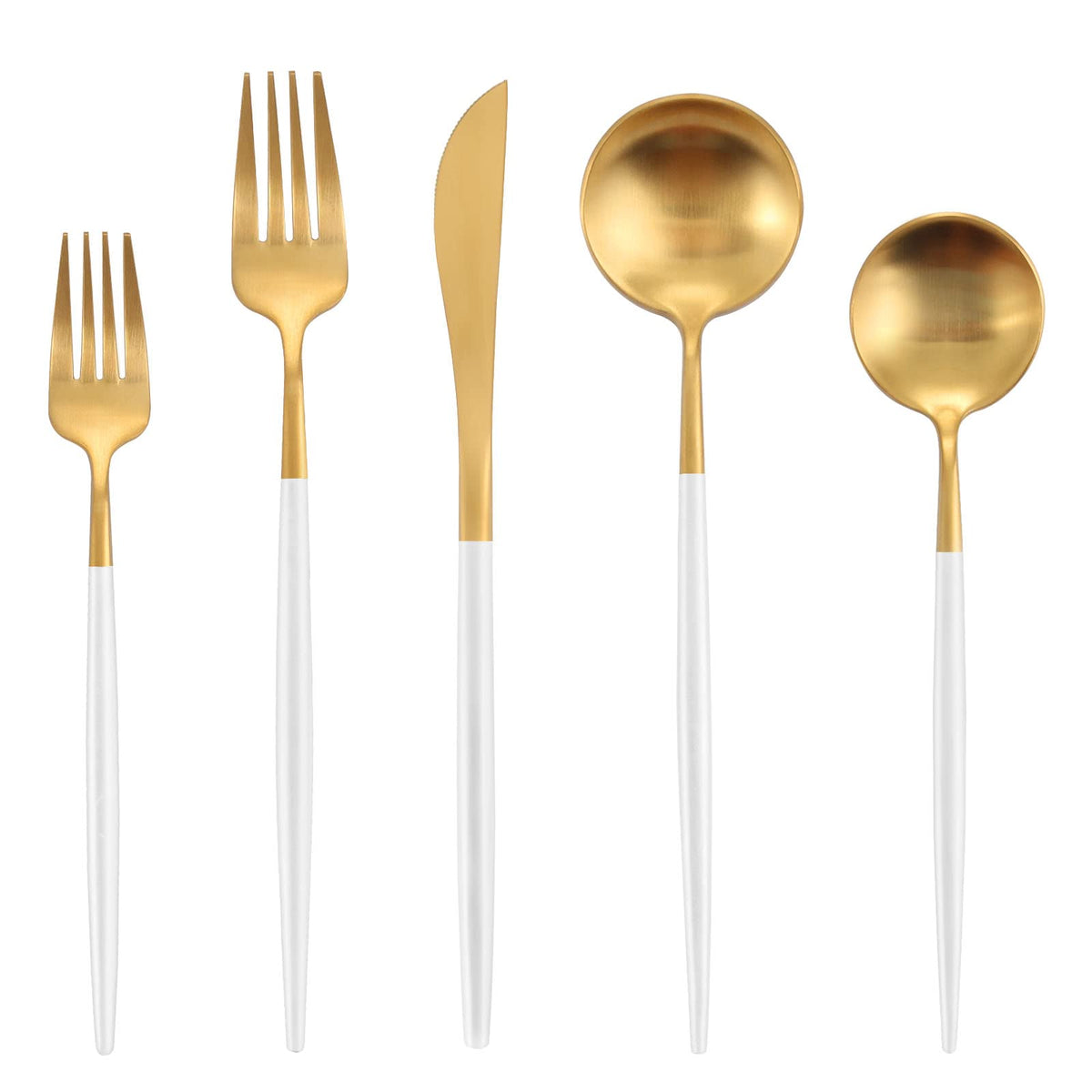 Matte White Gold Silverware Set, 20pcs Stainless Steel Flatware Set