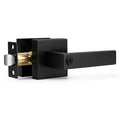 Matte Black Privacy Door Handles, 1 Pack Solid Zinc Alloy Square Interior Door Levers with Lock Bathroom Office