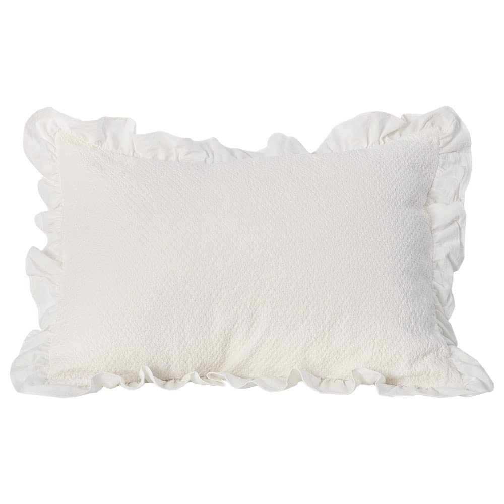 Pillow Shams Set of 2 Pure Cotton Champray Ruffled Edge, Thick and Solid Washed Dobby Heavy Fabric Standard 20x26