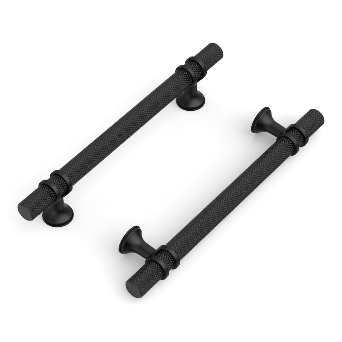 10 Pack 5"(128mm) Black Knurled Cabinet Handles Kitchen Matte Black Pulls for Cabinets Drawer Pulls Dresser Hardware