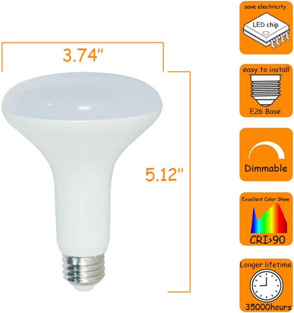 BR30 LED Bulb, 2700K Soft White Flood Lights 15W Equivalent 100W, R30 Dimmable, 1350 Lumens, 15W, E26 Base