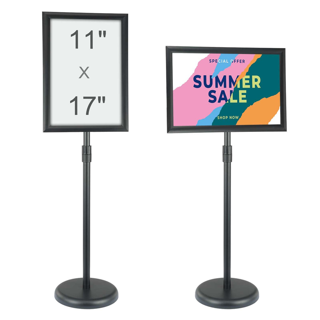 Pedestal Sign Holder, 11 x 17 Inch Vertical and Horizontal Adjustable Poster Stand, Heavy-Duty Floor Standing Sign