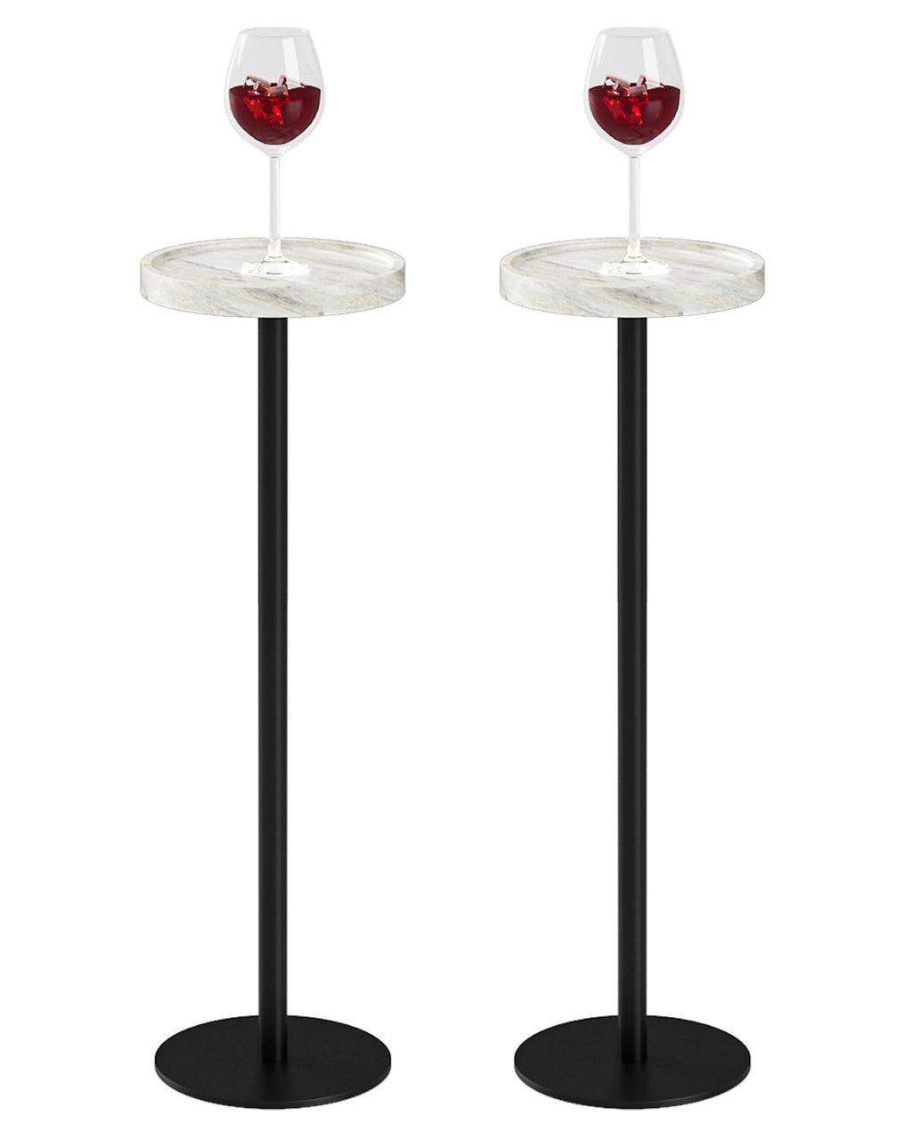 Inspired Saarinen Style Round Drink Table Set 2, Small Pedestal Side Table, White Marble