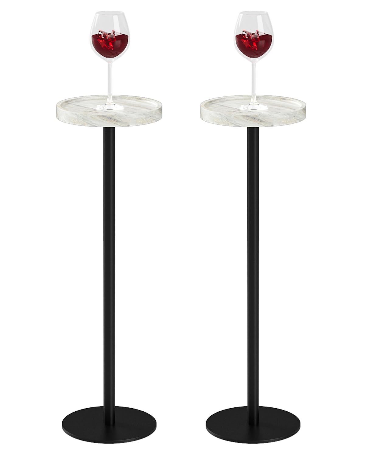 Inspired Saarinen Style Round Drink Table Set 2, Small Pedestal Side Table, White Marble