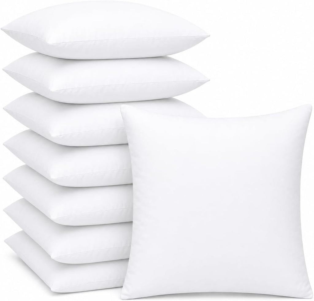 18 x 18 Inch Throw Pillow Inserts Square Cushions with Polyester Fill for Decorative Pillow Covers - Set of 8