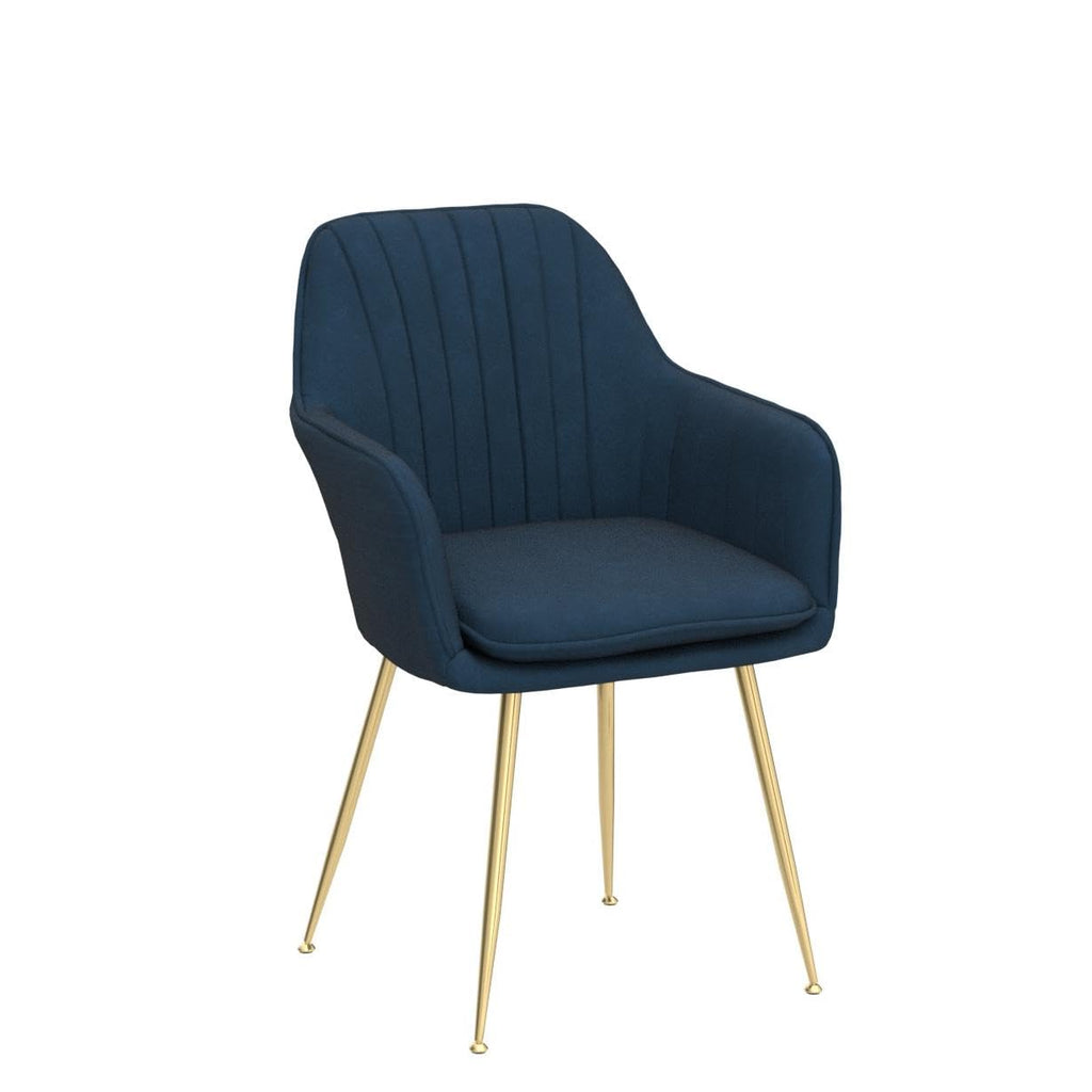 Modern Living Dining Room Accent Arm Chairs Set of 4, Velvet Mid-Century Upholstered Seat Club Guest with Golden