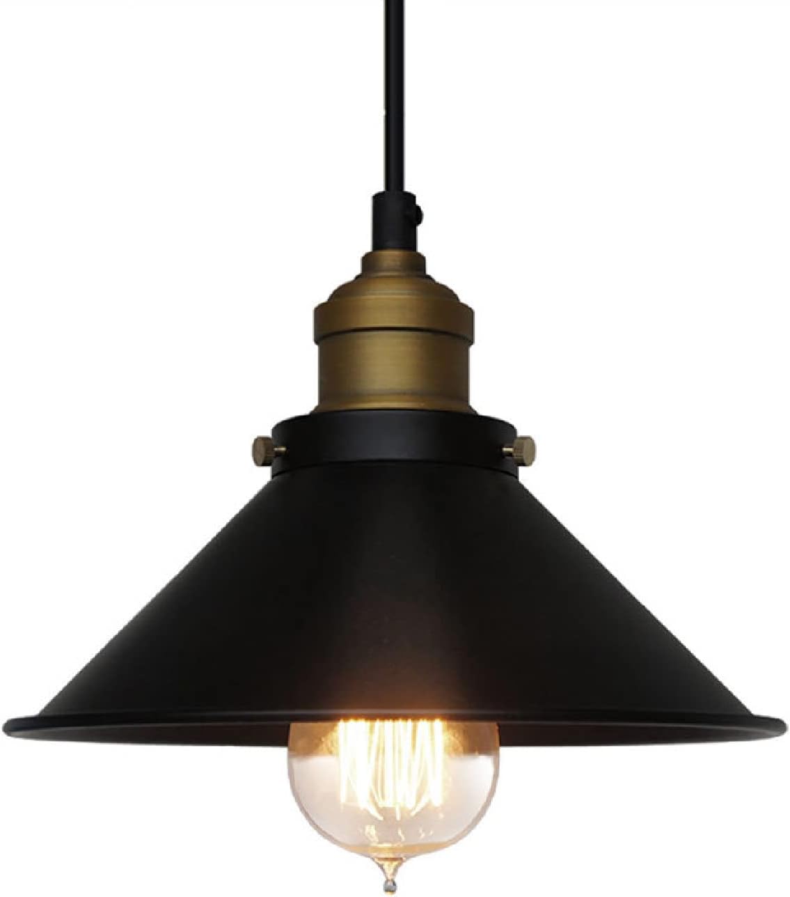 Black Industrial Pendant Light, 9.84" Vintage Hanging Light Fixture, E27 Ceiling Lamp for Kitchen Island, Dining Room